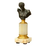 Bronze Bust on Marble Column with Gold Capital and Base